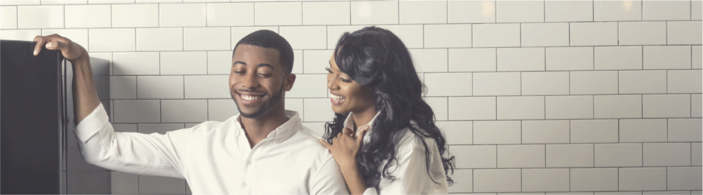 Couple in the kitchen hanging out